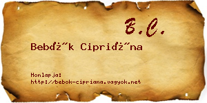 Bebők Cipriána névjegykártya
